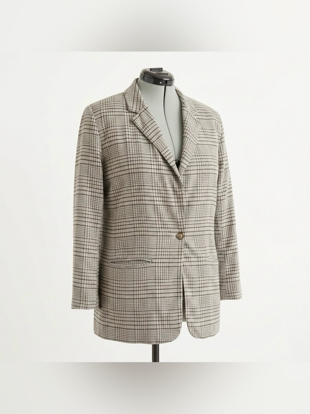 SO Plaid Blazer in Black, Cream & Olive Accent - Picture 2 of 7